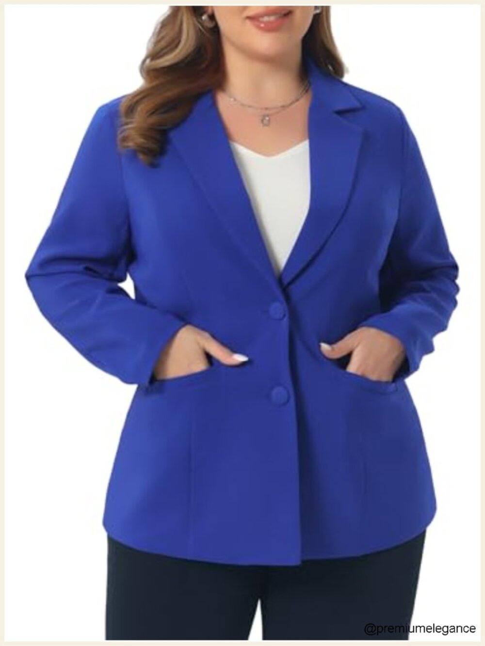 Plus Size Notched Lapel Blazer for Women Business Casual Work Button Up